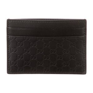 Gucci Black Leather Guccissima Card Holder